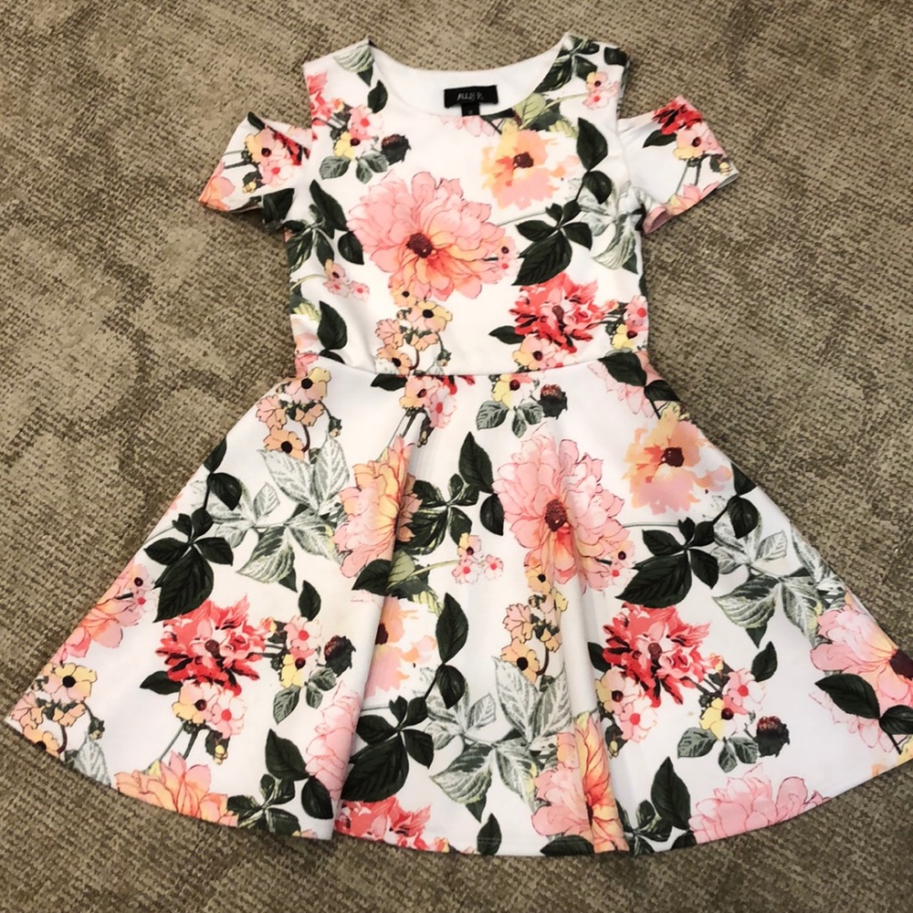 COPY - Ally B.White pink green Floral Girls Dress…